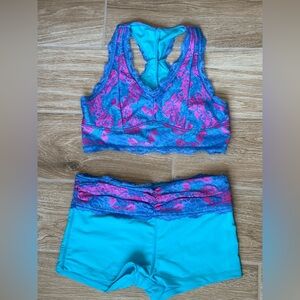 Girls Turquoise and Pink Lace Active Set - Kids Other